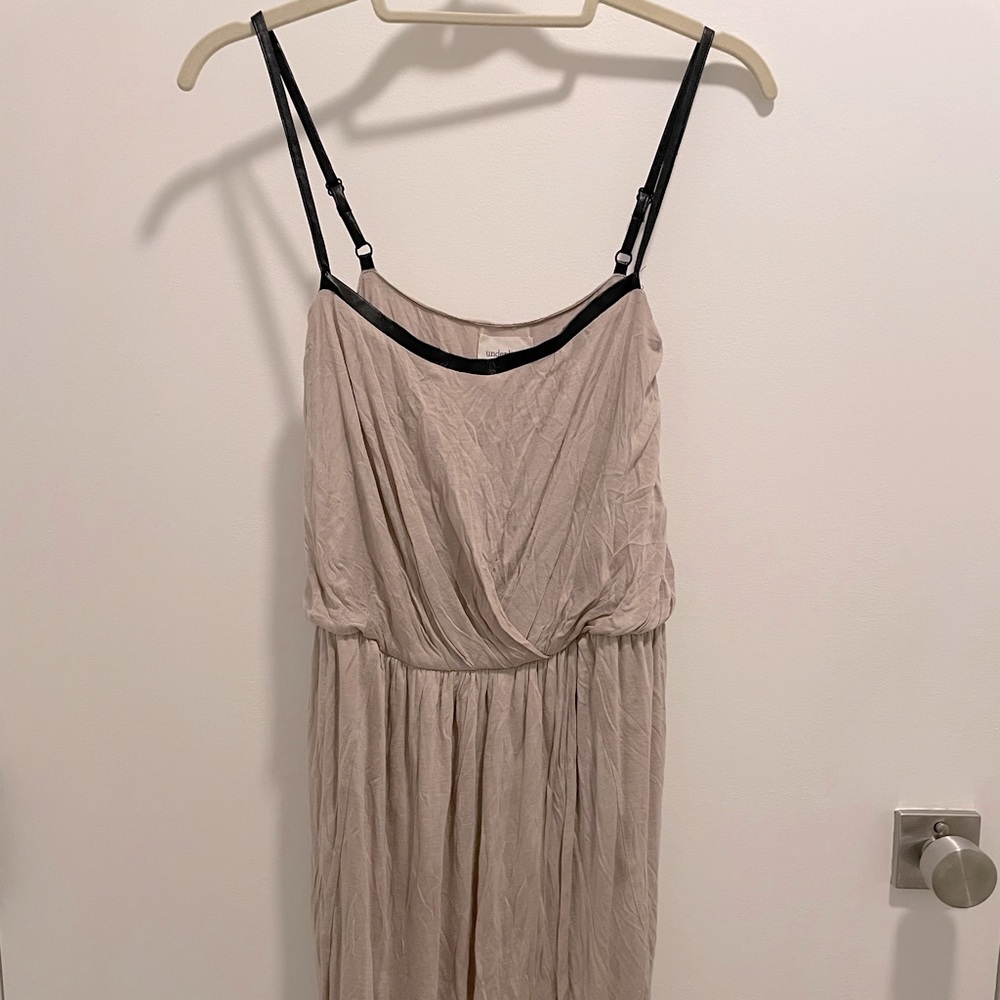 Under.Ligne leather trimmed dress with tulip skirt